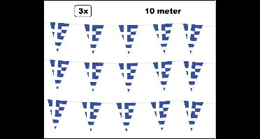 30 Meter Vlaggenlijn Griekenland - 3x 10 meter– Geleverd in doosje ivm beschadigen- Landen festival thema feest vlaglijn verjaardag fun party