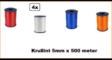 4x Krullint Nederland 5mm x 500m - Rood/wit/blauw/oranje Holland krul lint kerst sinterklaas decoratie kado