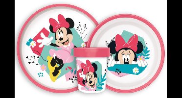 Disney Minnie Serviesset - Beker 260 ml - Diepe kom - Plat bord - 3 stuks - Being More - Antislip eetset - Voor verjaardagen en feestjes - Voor kinderen - Voor meisjes