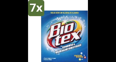 7 x Biotex - Voorwas & Waskrachtversterker - Waspoeder - Witte en Gekleurde Was - 50 Wasbeurten - Waspoeder - Wasmiddel - Vlekverwijdering - Waskrachtversterker - Enzymen