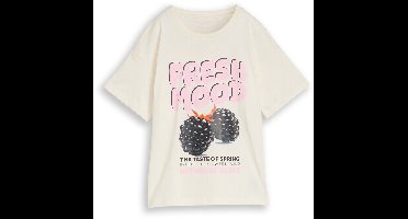 Tom Tailor - Oversized T-shirt met print - Maat 128 - Wool White