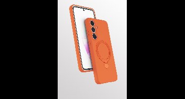 Hoesje Geschikt voor Samsung S26 hoesje zacht siliconen Oranje - Liquid Backcover ring hoesje Geschikt voor Magsafe hoesje