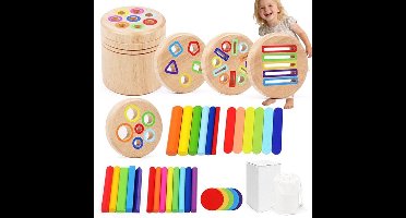 Montessori Speelgoed Vanaf 1 2 3 Jaar - 4-In-1 Houten Speelgoed - Steekspel - Hout - Sorteervormen In Kleuren - Educatief Speelgoed Voor Peuters - Jongens En Meisjes