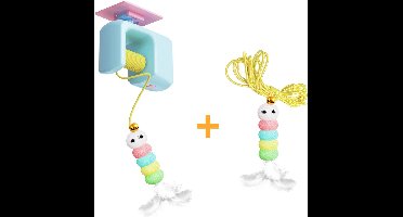 Indoor Cat Interactive Cat Toy, Geschikt Voor Boring Indoor Adult Cat Automatic Hanging Toy, Caterpillar En Bird Toy Door Frame, Self-Playing Pet Chasing Toy, Self-Hey Om Verveling Te Verlichten En Kat Te Plagen Artefact-Blauw
