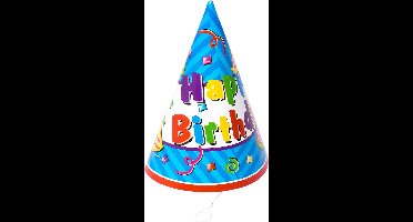 Tom Feesthoed Happy Birthday 6 Stuks 17 Cm Blauw