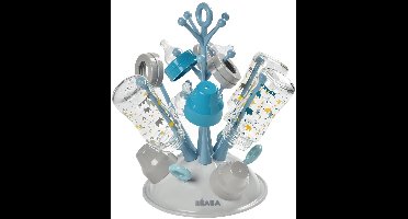 Béaba Flessenrek Baby - Hygiënisch Afdruiprek voor Zuigflessen - Droogrek Voor 6 Baby Flessen & Accessoires - Blauw