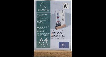 Exacompta 10x Infostaander met houten voet A4 verticaal Office kristalhelder - Transparant - 84258D