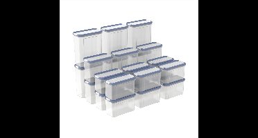 Rotho DOMINO - set voorraadbussen en strooibussen 24-delig - vaatwasser bestendig - blauw
