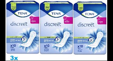 TENA Discreet Extra Incontinentie Pads – 3 x 10 Stuks – Tot 12 uur bescherming – 3 stuks – Incontinentieverband