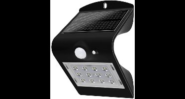 Solar wandlamp buiten 'Carl I' - Warm wit licht - Buitenlamp met sensor - Tuinverlichting met sensor - Schijnwerper met bewegingssensor - Buitenlamp op zonne-energie - Zwart