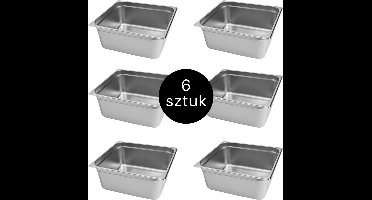 MEGA-M Gastronorm - GN 2/3 Set van 6 stuks - 353x325x150 mm - Roestvrij Staal