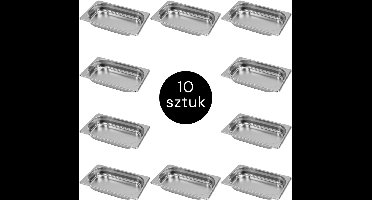 MEGA-M Gastronorm - GN 1/4 Set van 10 stuks - 265x162x40 mm - Roestvrij Staal