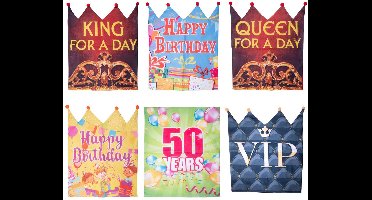 Eddy Toys Stoelhoes Feest Verjaardag – Party Chair Cover – Feest Stoelhoes met Kroon – Stoelversiering Verjaardag – Willekeurig Design - 50 x 50cm