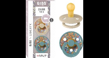 BIBS Colour Speen verpakking van 2 stuks. BPA-vrij, Ronde speen. Natuurlijk rubberlatex, Gemaakt in Denemarken, Maat 1 (0-6 maanden), June Blossom Vanilla Hush Mix