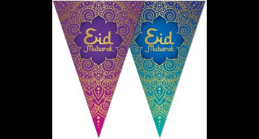 Eid Mubarak - Vlaggenlijn - 10 Meter - Blauw-Goud-Paars