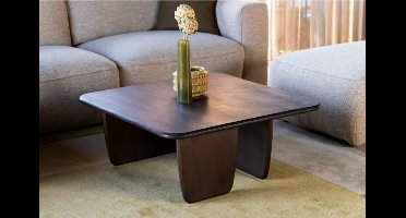Salontafel Milla vierkant mangohout 90x90x32 cm - Bruin - Japandi