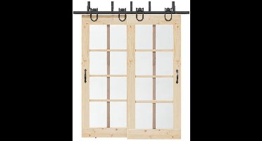 Schuifdeur Set – Schuifdeursysteem – Kamerverdeler – Afscheidingsdeur – Binnendeur Schuifdeur – 200 cm Stalen Rail – Matzwarte Industriele Afwerking