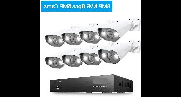 4K Beveiligingssysteem – IP Camera Systeem – Ultra HD Beveiliging – Nachtzicht Camera – PoE Installatie - 8 Stuks 5MP Camera – Ingebouwde HDD: Geen
