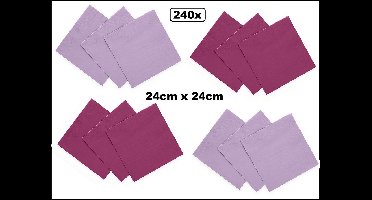 240x Servetten zwart en lila 24cm x 24cm - 3 laags - Cocktail servet diner eten knoeien restaurant BBQ thema feest verjaardag feest WK