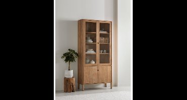 DTP Home Apollo Vitrinekast Teakhout – 100x40x210 cm