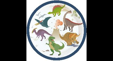 RIETHMULLER - 8 kleine kartonnen bordjes grote dinosaurussen 18 cm voor verjaardag