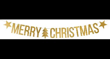 PartyDeco - DIY Vlaggenlijn Merry Christmas Goud (150 cm)