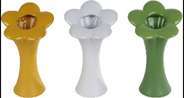 Vaas Bloem M groen/geel/wit 9,5x9,5x20cm