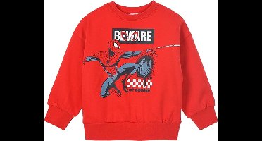 Marvel Spiderman Sweater - BEWARE - Rood - Maat 122/128 (8 jaar)