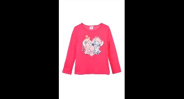 Disney Lilo & Stitch Shirt - Lange Mouw - Katoen - Stitch en Angel - Fuchsia - Maat 98/104 (4 jaar)