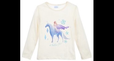 Disney Frozen Shirt - Lange Mouw - Elsa en de Nokk - Off White - Maat 110/116 (6 jaar)