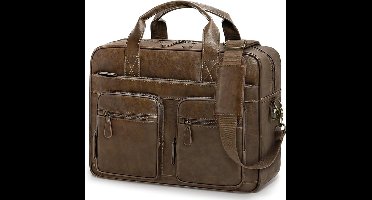 Vintage Messenger Bag voor Laptops tot 15,6 Inch - Waterdichte Heren Aktetas met Meerdere Vakken