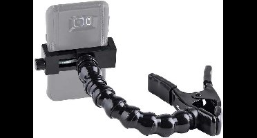 Telefoonhouder met zware veerklem en verstelbare arm voor tablets en telefoons