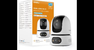 Imou Ranger Dual Pro 6MP - IP Camera Binnen – Dual-Lens Beveiligingscamera met Pan & Tilt, 360° Zicht, AI Mens- & Huisdierdetectie, Smart Tracking, Full-Color Nachtzicht, 2-weg Audio, Dual-Band Wi-Fi (2.4 & 5 GHz)