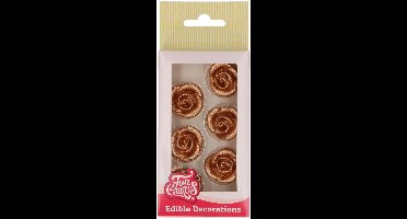 FunCakes Fondant Decoraties - Rozen Bronze - Set/6 - Eetbare Taartdecoratie