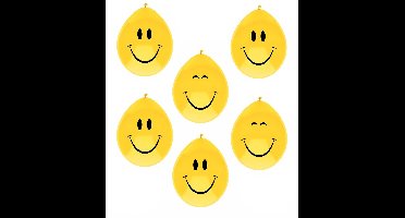 Haza Ballonnen Smile - 24x stuks - Emoticon - verjaardag - geel - 29 cm