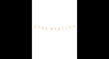 PARTYDECO - Slinger met vlaggetjes wit en goud just married 155 cm van karton