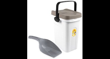 Voercontainer - Voerton - Voederton met deksel – 7 liter – Inclusief schepje – Luchtdicht – Geschikt voor 2,5 kg voer - Wit