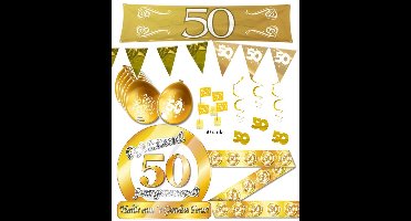 50 jaar getrouwd 10 delig XL versiering pakket-Jubileum feestpakket - gouden bruiloft.