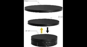 Elektrische draaibank Zwart - draaibank in 3 maten - draaibank - elektrische draaibank - draaibank voor foto's - draaibank voor producten - draadloze opties
