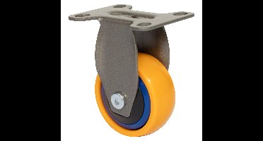 WAGNER Design - 3C - Bokwiel/apparaatwiel/transportwiel/meubelwiel - geel/blauw, zachte loop, diameter Ø 50 mm, hoogte 75 mm, schroefplaat 50 x 60 mm, draagvermogen 50 kg - 01245001