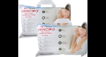 alpina Hoofdkussen 60 x 40 cm - 2 stuks - Kussen voor Bed en Slaapkamer - Ademend, Vocht Afvoerend en Wasmachine Bestendig - voor Buik-, Rug- en Zijslaper - Microvezel/ Katoen - Wit