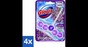 Glorix - Toiletblok - Power Clean Lavendel - Frisse Geur - 1 blok - Voordeelverpakking - 4 stuks