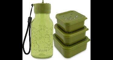 Trixie School set - Tritan™ drinkfles 350ml & snackdoosjes - Mr. Dino - Groen