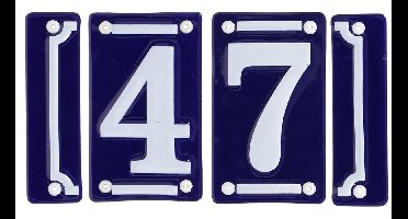 Best for Boots huisnummer 47 met sierrand - Oudhollands - emaille - blauw/wit