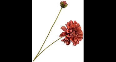 Silk-ka Kunstbloem-Zijde Bloemen Kunsttak Zinnia Tak Bruin 62 cm