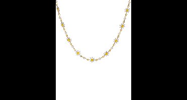 Cliste Couture - White Daisy Necklace - Sieraden - Vrouwen Ketting - Goudkleurig - Ketting Dames - vadeau voor vrouwen