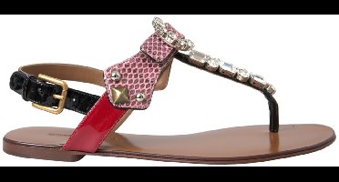 Dolce Gabbana Embellished Thong Sandals Wo - Multicolor Flat Shoes