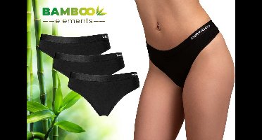 Bamboo - Ondergoed Dames - String - Bamboe - 3 Stuks - Zwart - Lingerie - Onderbroeken Dames - Dames Slips - Dames Ondergoed