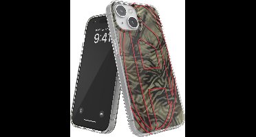 Diesel Oval D Camo Telefoonhoesje iPhone 15 – Camouflageprint en Rood Diesel Logo – Valbescherming tot 2 Meter – Shockproof – Origineel Diesel Accessoire met D-Logo
