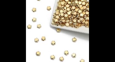 100 Stuks - Goudkleurige bloemetjes 6mm met gat 1,4mm - DIY - sieraden / kettingen / armbanden maken / bloemvormige gouden kralen